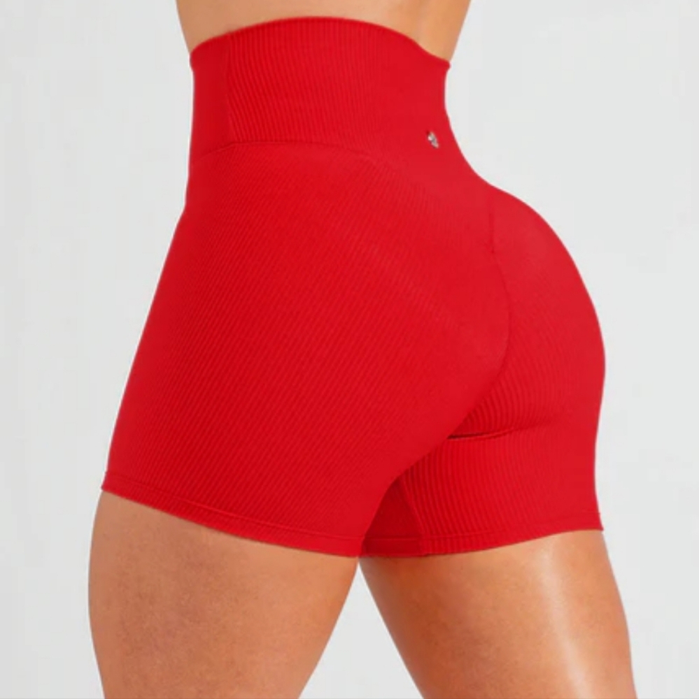 Red High-Waisted Women's Shorts